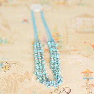 Turquoise Blue Agate & Crystal Beaded Statement Necklace